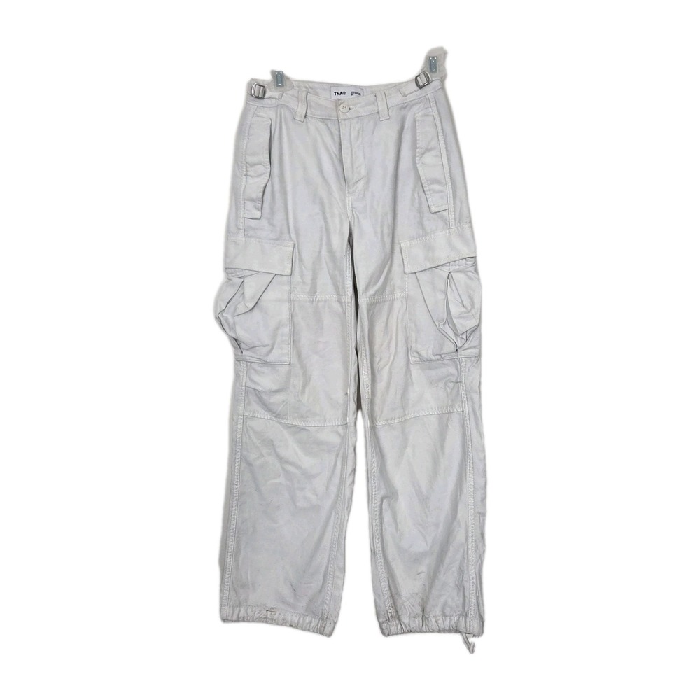 TNA Aritzia Cargo Pants Womens 00‎ White Cotton Surplus Wide Leg Utility